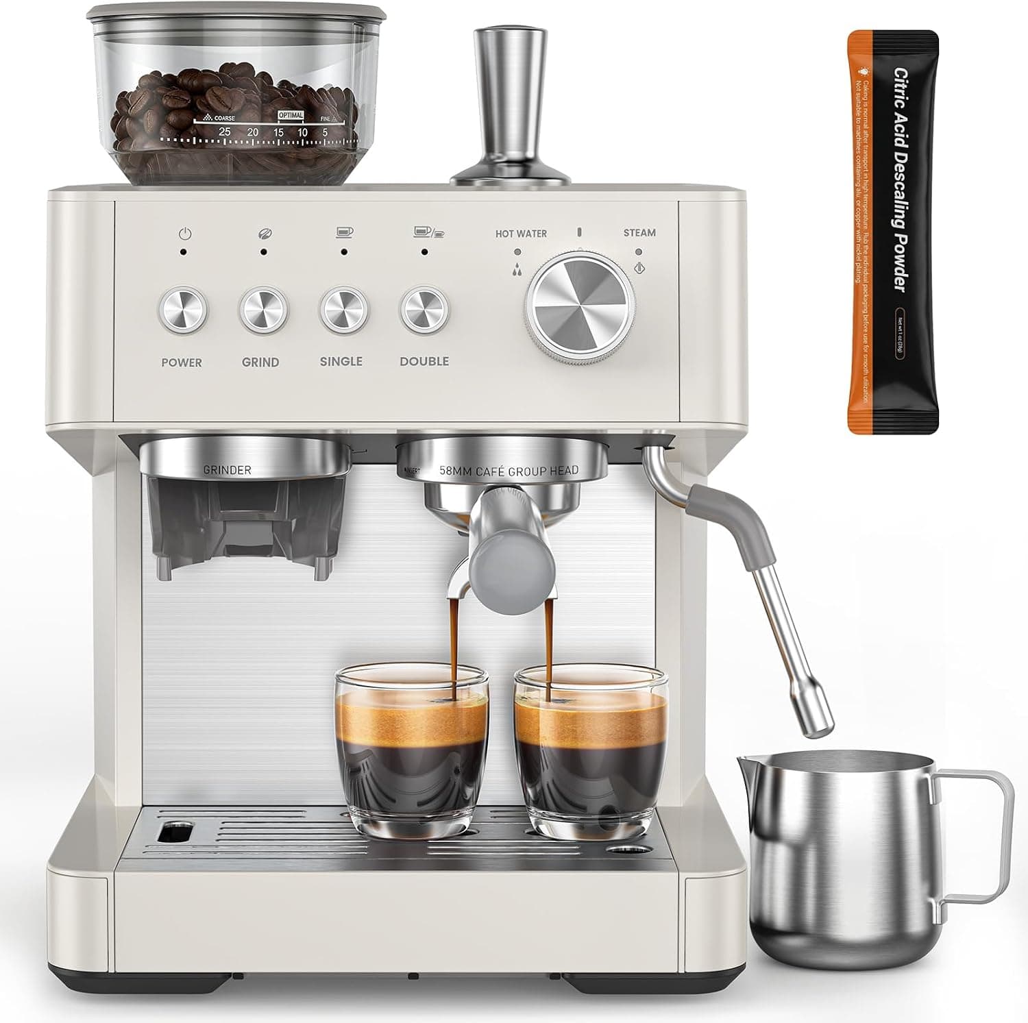 (2026 Upgrade)Electactic Espresso Machine with Grinder, 15 Bar Expresso Coffee Machines,Professional Coffee Maker for Latte & Cappuccino with Milk Frother&Steam Wand,Expresso Machines for Home-Classic