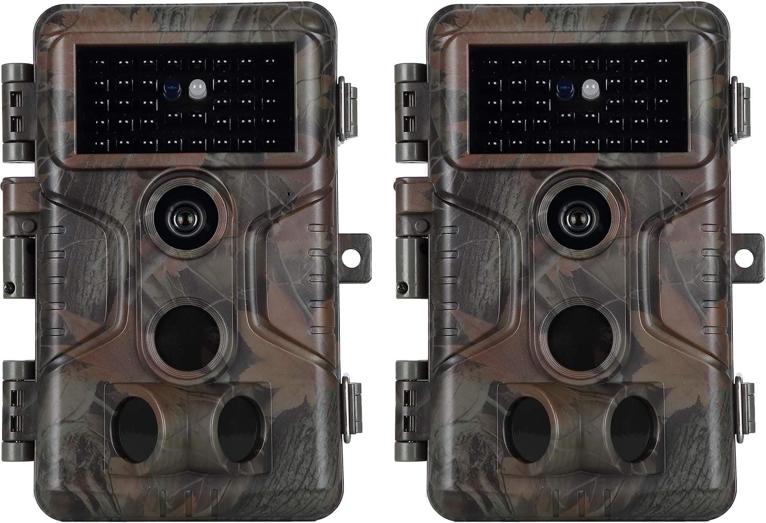 2 Pack Trail & Game Camera, 64MP 1296P Professional Outdoor Cam with 0.1s Trigger Night Vision Motion Activated, IP66 Waterproof 120° Wide Angle for Outdoor Wildlife Monitoring & Yard Security