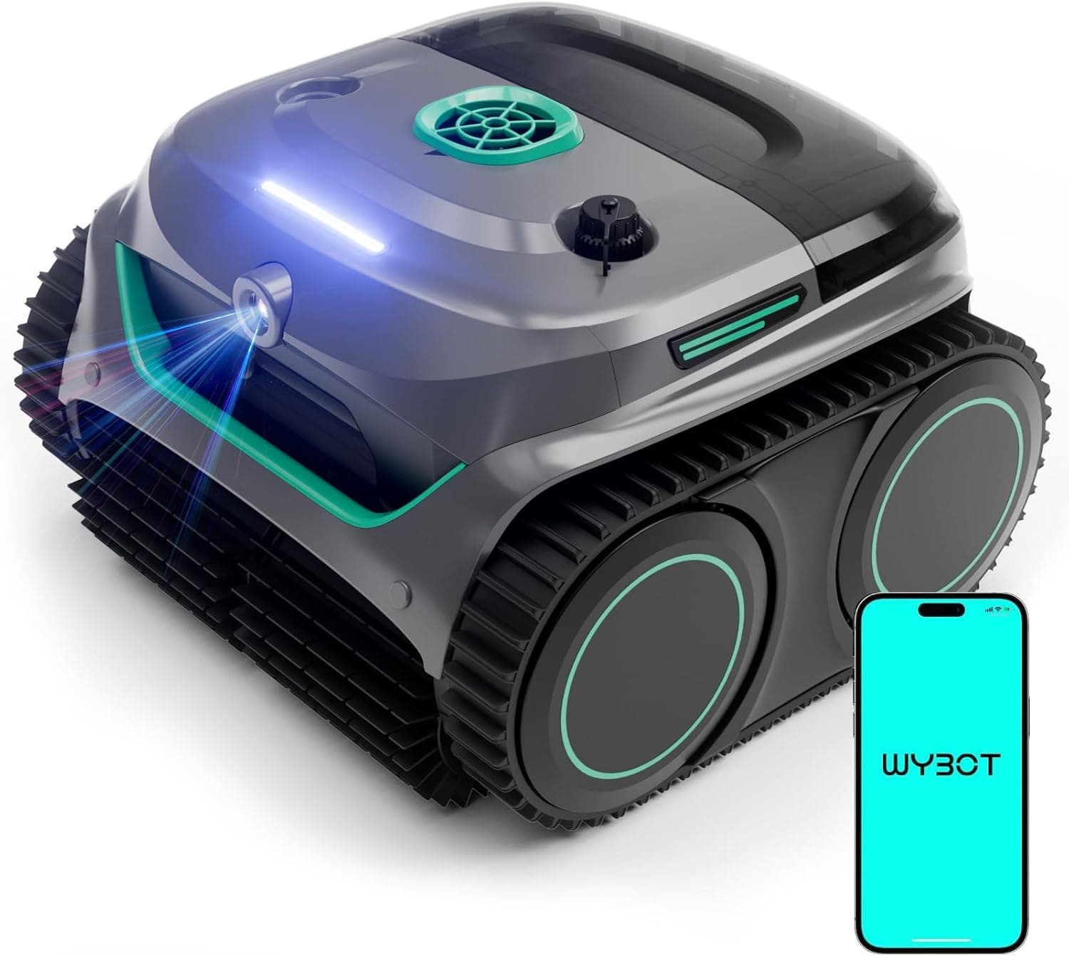 (2026 Upgrade) WYBOT C2 Vision AI Camera Pool Vacuum for Inground Pools,Floor to Waterline Cleaning Cordless Robotic Pool Cleaner with Ultra-fine Filtration, Powerful Suction, Smart Path, Gray Green