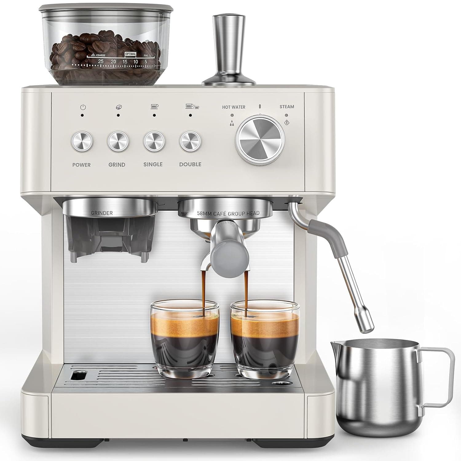 COWSAR (2026 Upgrade) 15 Bar Espresso Machine with Grinder & Milk Frother Steam Wand, 58mm Commercial Espresso Maker for Home,Coffee Maker with Grinder Perfect for latte,Cappuccino