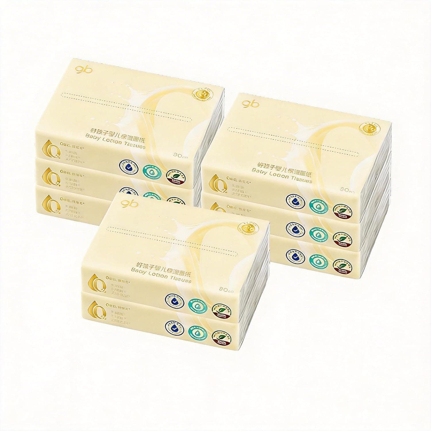 gb Zero Series Baby Lotion Tissues, Facial Soft Tissues, Unscented & Chemical-Free, 190mm x 137mm, Sensitive Newborn Skin, 80 Sheets Per Pack, 8 Packs