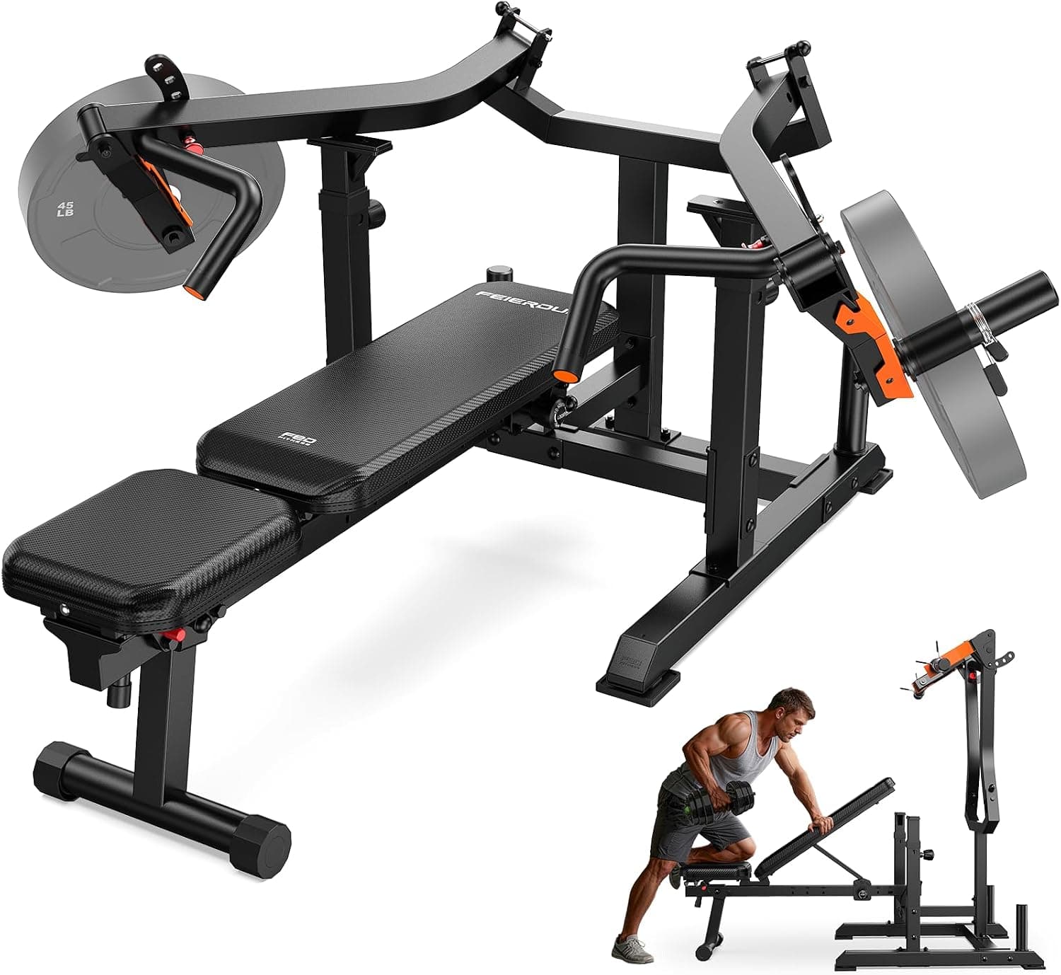 FEIERDUN Chest Press Bench with Independent Arms, 1250LB Capacity Adjustable Strength Machine
