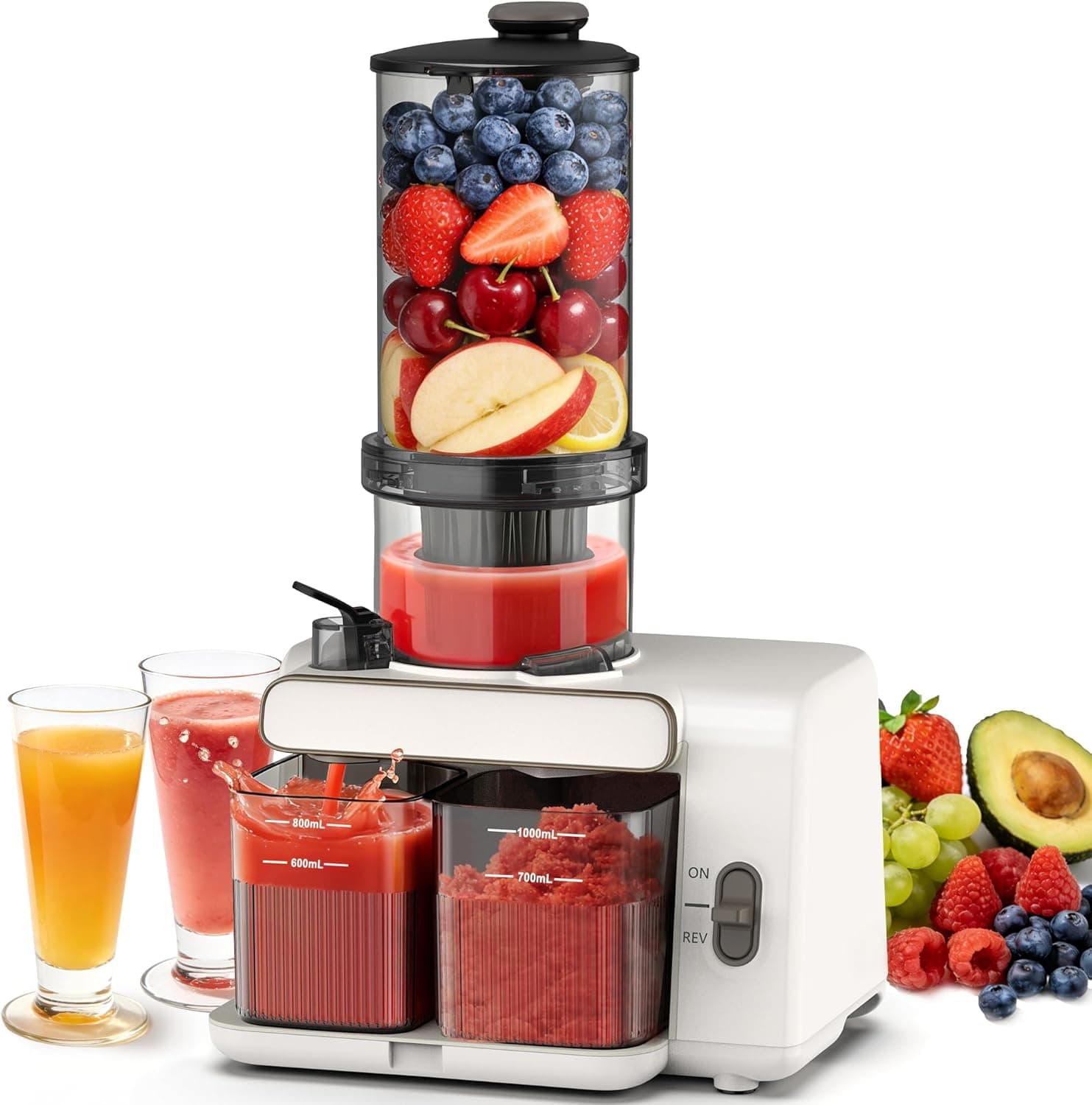 AIZIYO Juicer Machines with 5.4" Large Chute, 99% Juice Yield, BPA Free, Automatic Pulp Separation, Cold Press Juicer Machine for Whole Fruits & Vegetables, Easy to Clean & Assemble