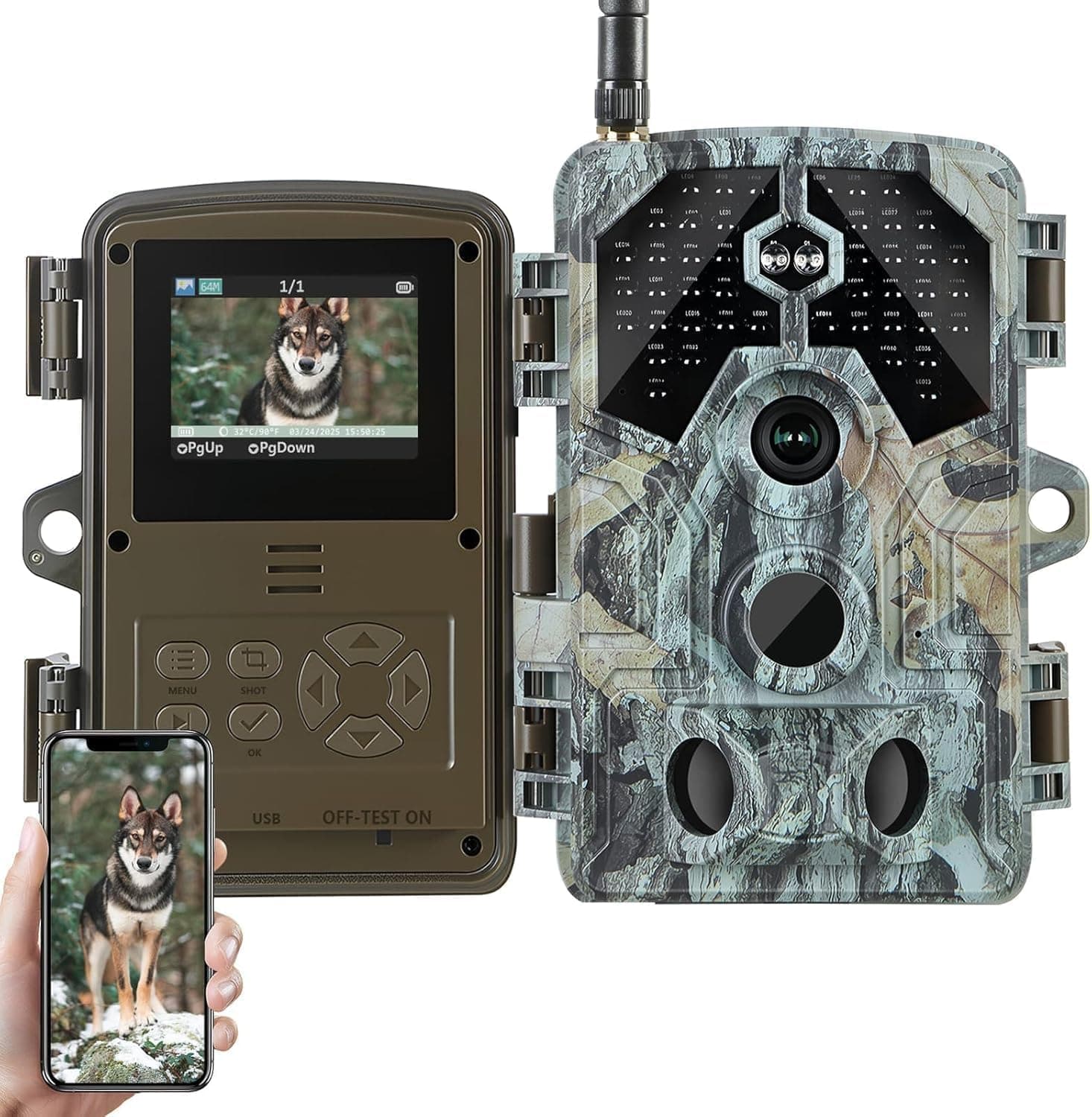 BLAZEVIDEO Trail Camera 4K 64MP WiFi Bluetooth with No Glow Night Vision, 90ft Infrared Game Camera Motion Activated 0.1S Trigger, IP66 Waterproof Hunting Cam for Wildlife Deer Scouting, Home Security