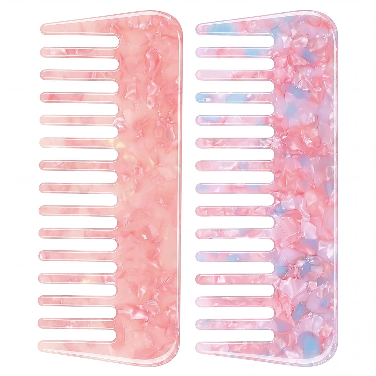 Large Detangling Comb for Curls & Thick Hair, Multi-colored Wide Tooth Hair Comb Wet or Dry Use Pocket Size for Travel Pink Gifts for Girls Teenager