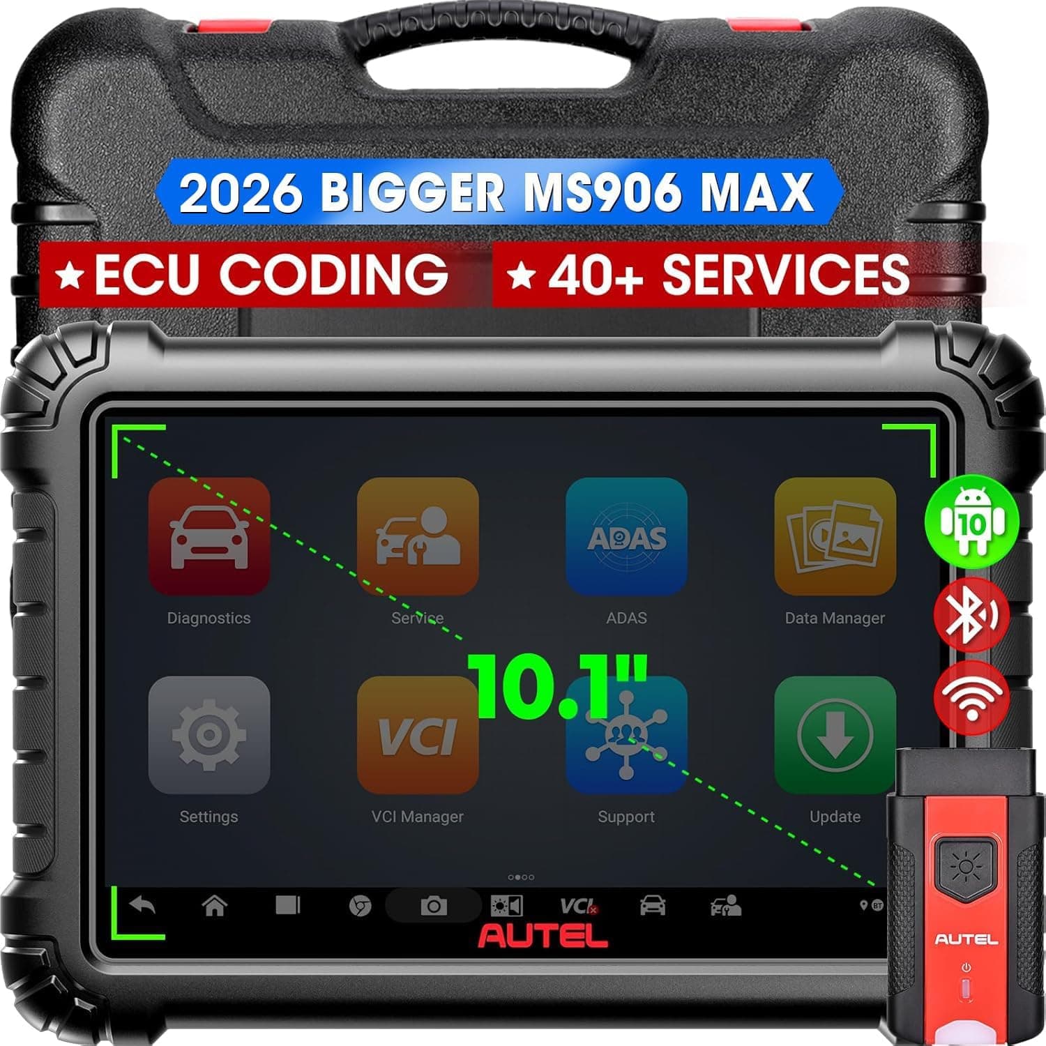 Autel MaxiSYS MS906MAX Scanner, 2026 10.1" MS906 MAX 2.0 Upgrade of MS906 PRO MP900BT MS906BT MS908S, OE ECU C0ding Bidirectional Scan Tool, 3000+ Active Test, 40+ Reset, All-System, CAN FD DoIP