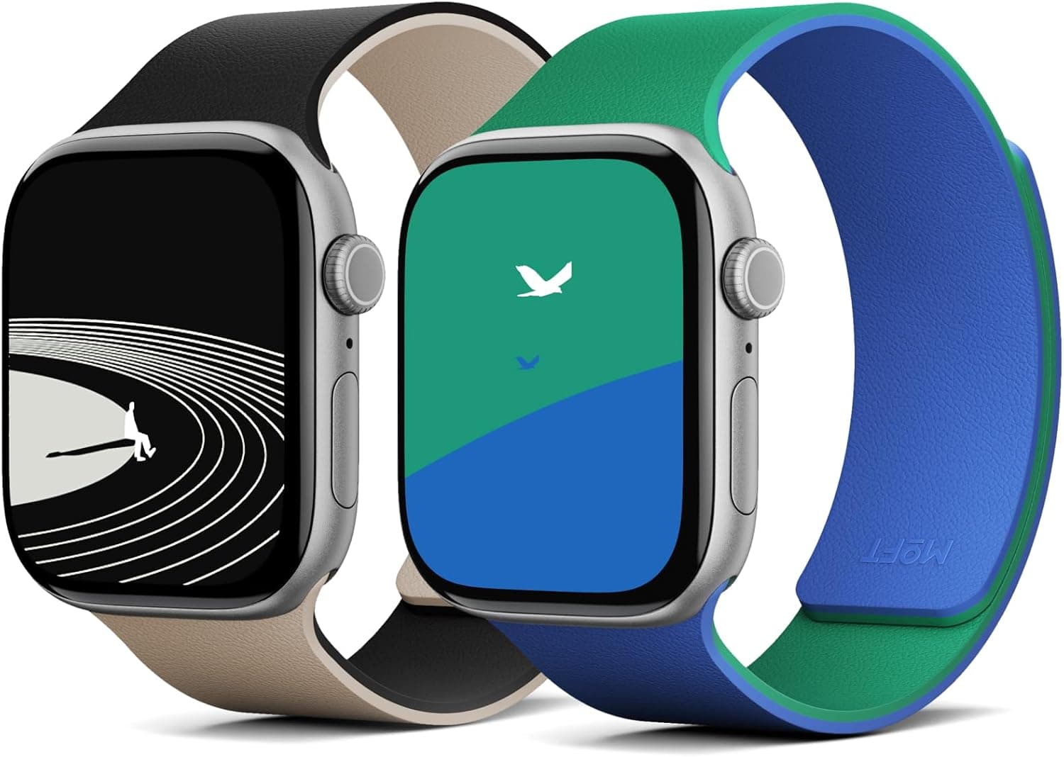 MOFT Snap Duo Watch Bands Compatible with Apple Watch 42mm(S3-1)/44mm/45mm/46mm/49mm Wake Vast Black x Stardust & Roam Green x Beyond Blue