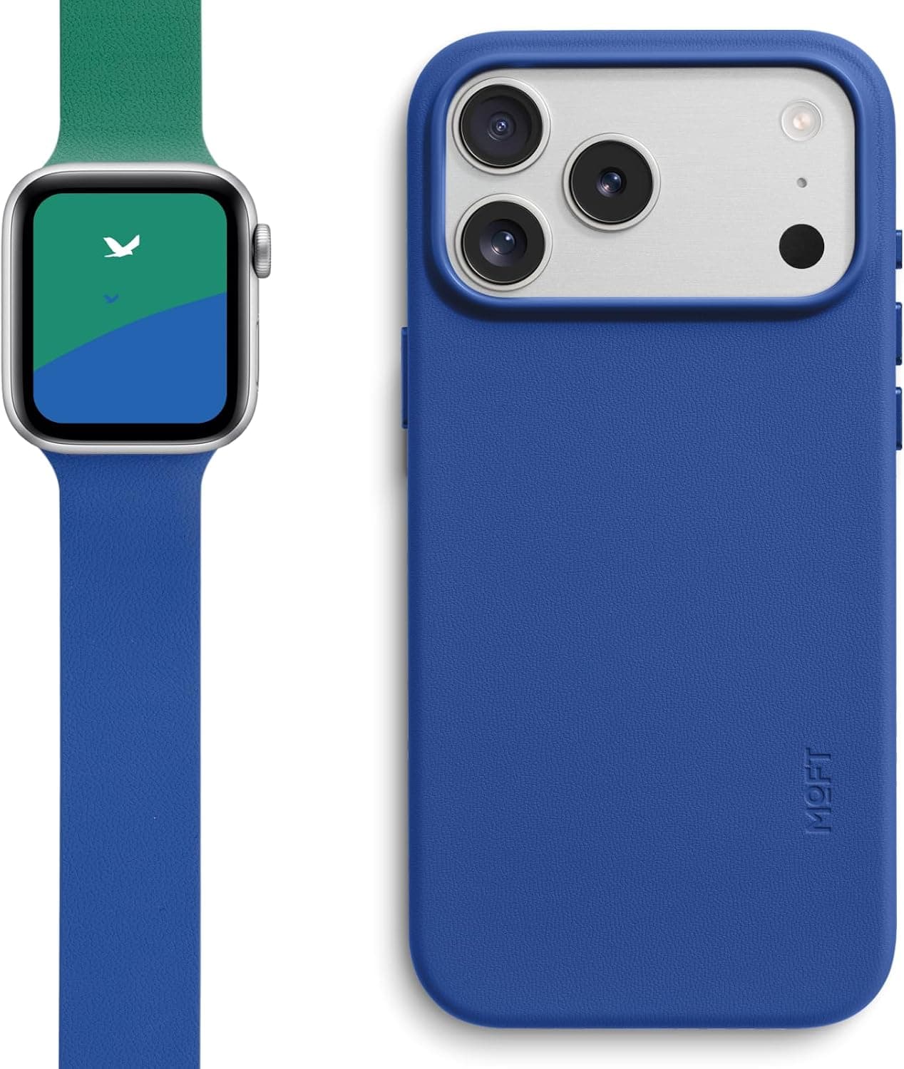 MOFT Snap Duo Watch Bands Compatible with Apple Watch 42mm(S3-1)/44mm/45mm/46mm/49mm Wake Roam GreenxBeyond Blue MOVAS Snap Case for iPhone 17 Pro Max Sapphire