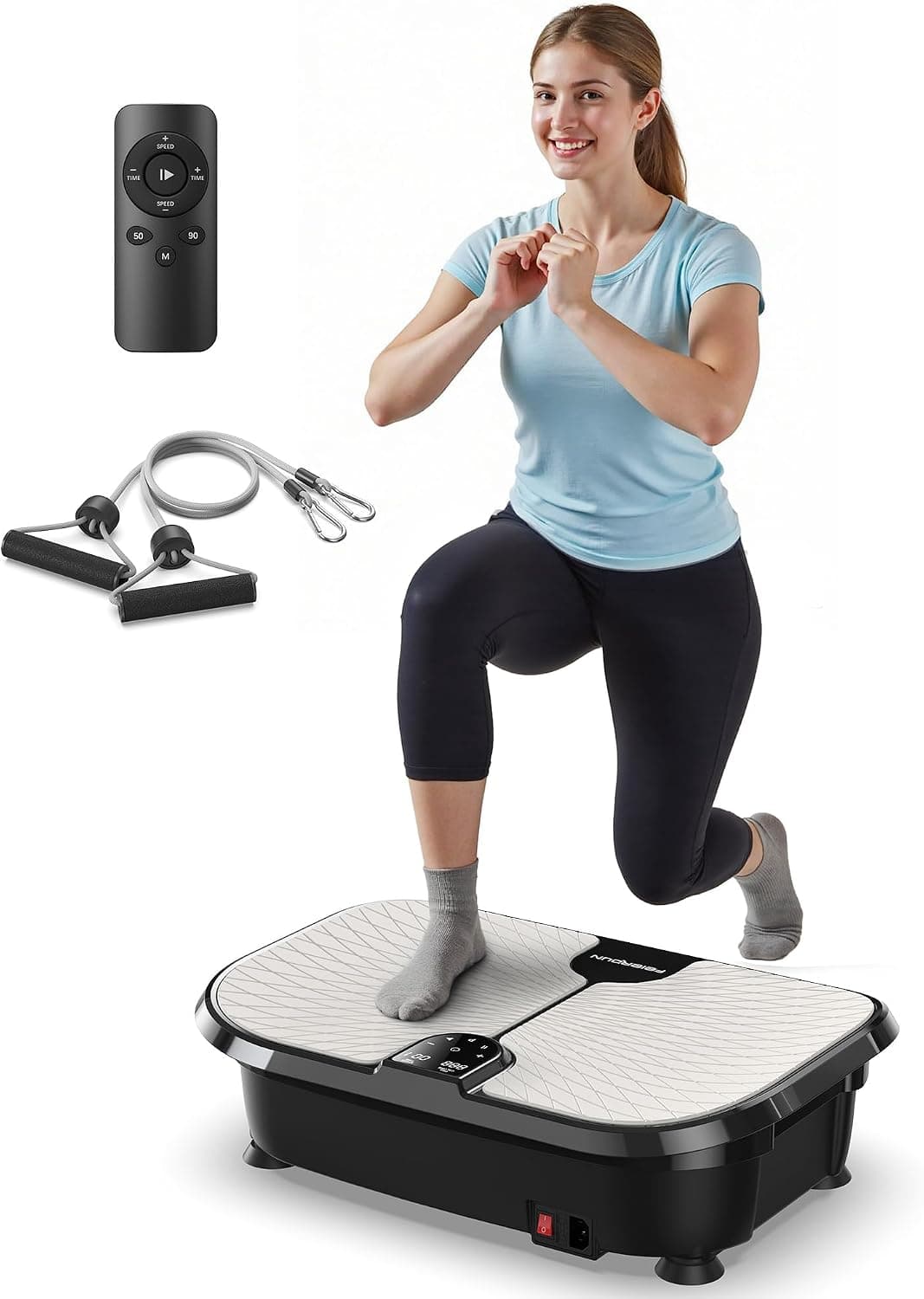 FEIERDUN Vibration Plate Exercise Machine, 330 LBS Capacity Vibration Plate for Lymphatic Drainage, Max Space for Whole-Body Workout & Relaxation at Home