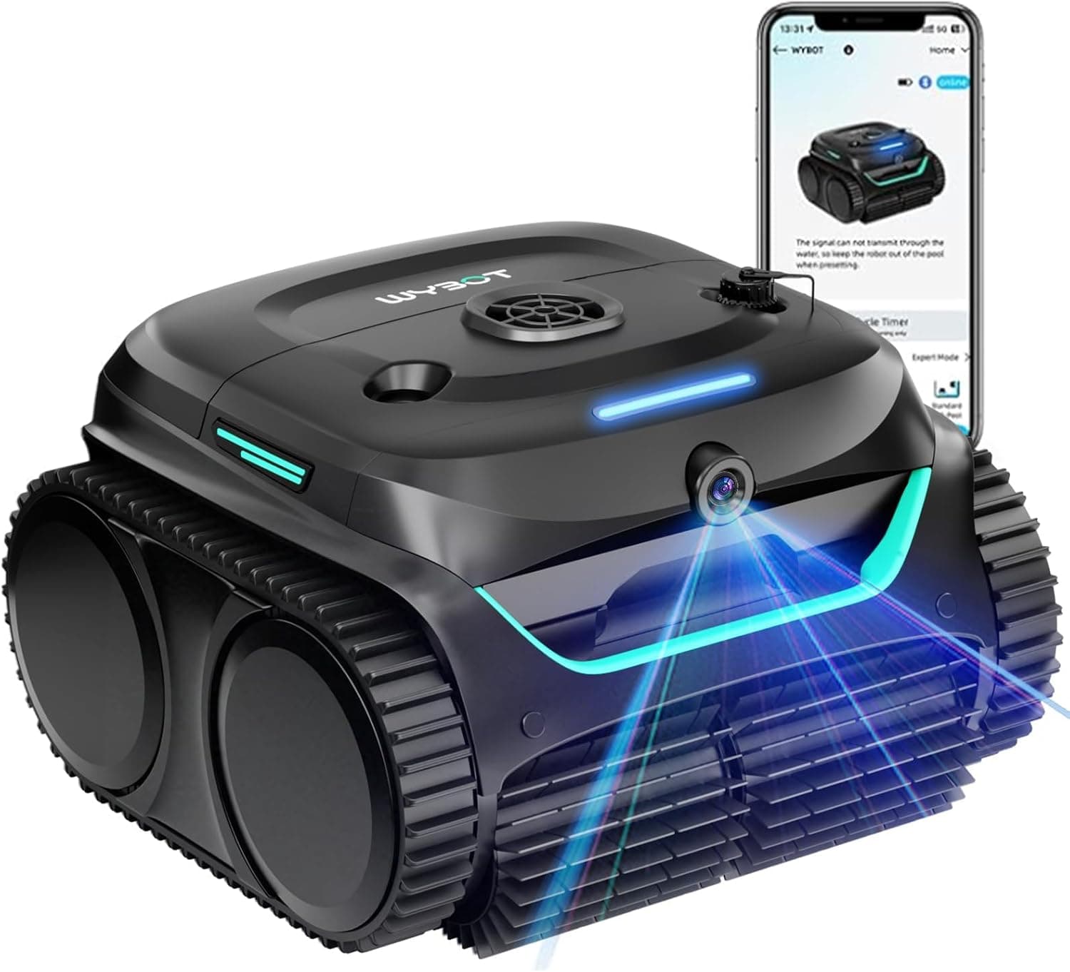 WYBOT C2 Vision Cordless Robotic Pool Cleaner, AI Camera Pool Vacuum for Inground Pools, Smart Path, Floor-to-Waterline Cleaning, Ultra-Fine Filtration & Strong Suction, Glossy Black