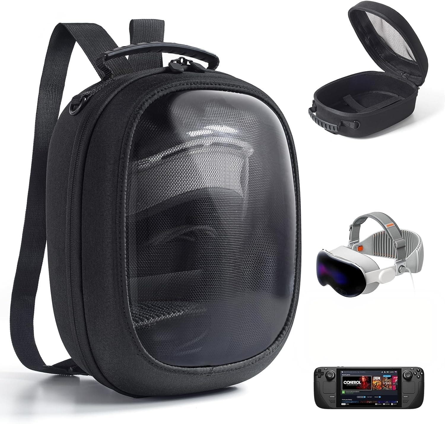 JSAUX Carrying Case Compatible with Vision Pro/Meta Quest 3S/3/ Oculus Quest 2/ Switch 2/Steam Deck (Include Accessories), Travel Case Compatible With Virtual Reality Headsets and Handheld Consoles