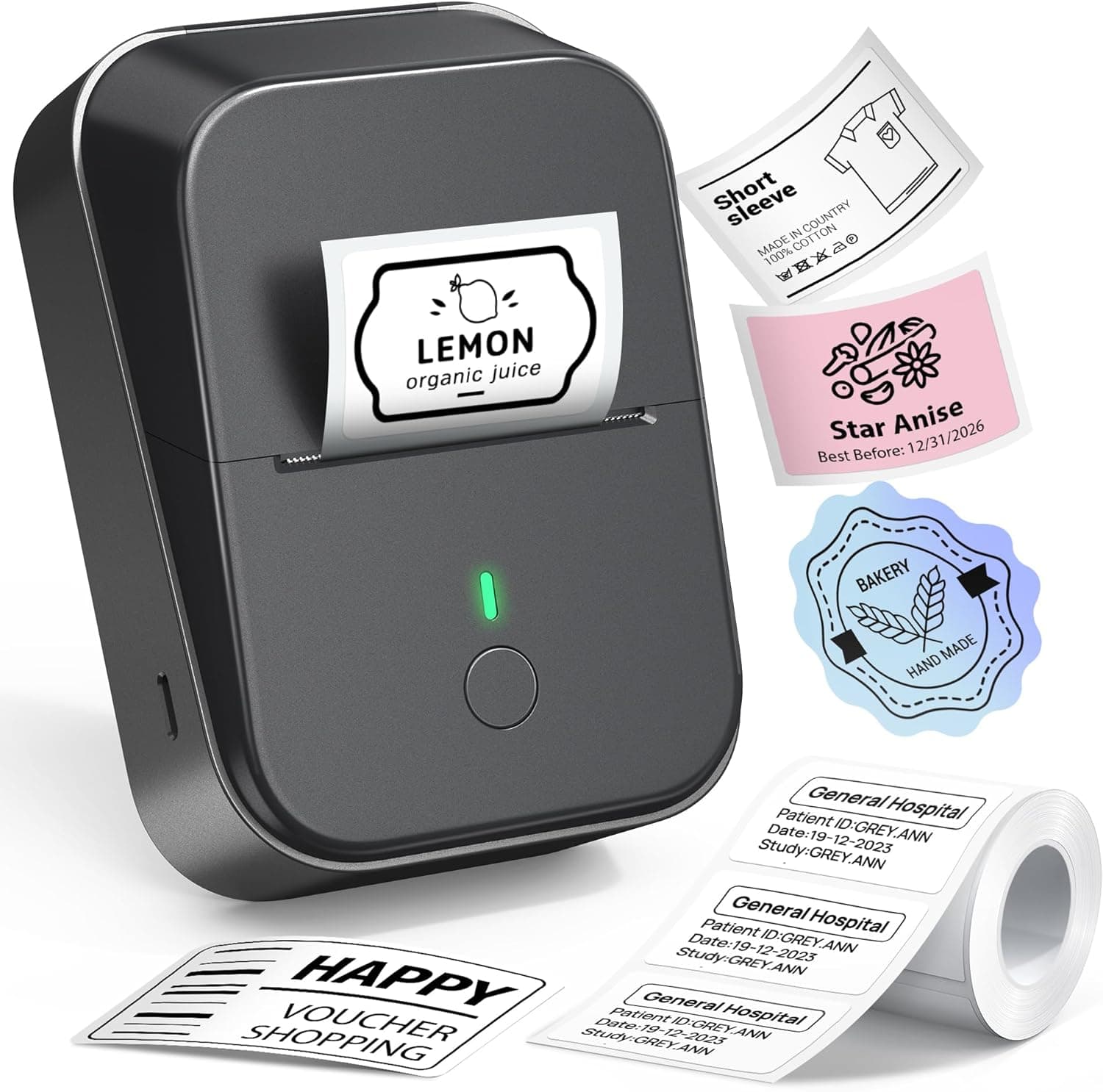 PM260 Label Maker Machine with Tape, 2 Inch Label Tape Maker Bluetooth Label Printer, Inkless Portable Label Maker with Smart AI APP for Home,Kitchen,School,Office,Organization,Black,1 Pack