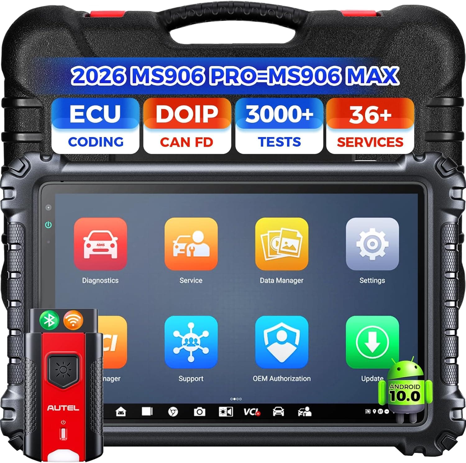 Autel MaxiSys MS906 PRO Scanner, 2026 MS906Pro Same as MS906MAX, Top ECU Elite 2.0 of MS906BT MP900BT MP900 MS908S, Bidirectional 3K+ Test, OE All Sys, CAN FD DoIP, 36+ Service, AutoScan 2.0