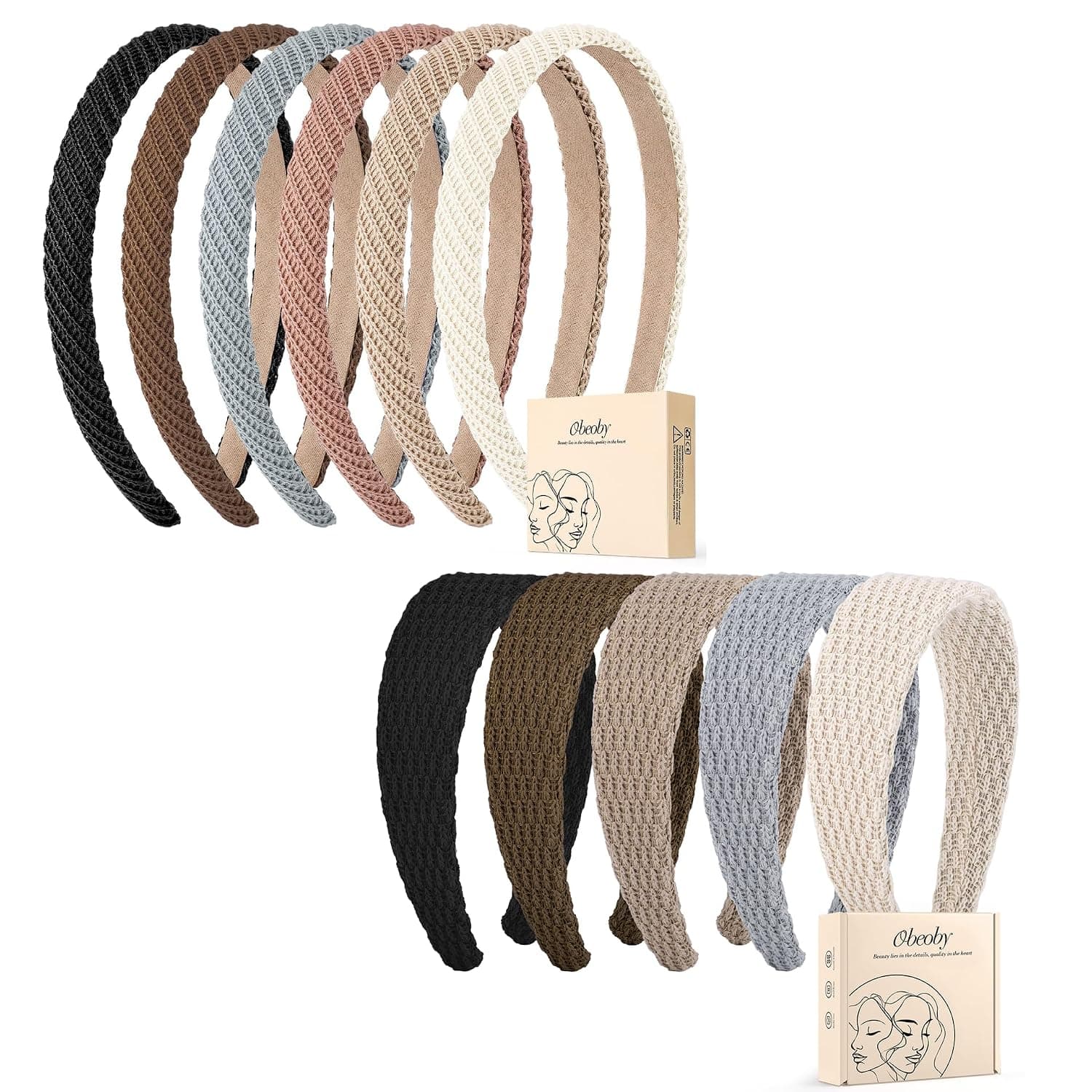 obeoby Trendy Headbands for Thicker Hair, Non Slip Knitted Hairbands for Girls Summer Dress Outfit