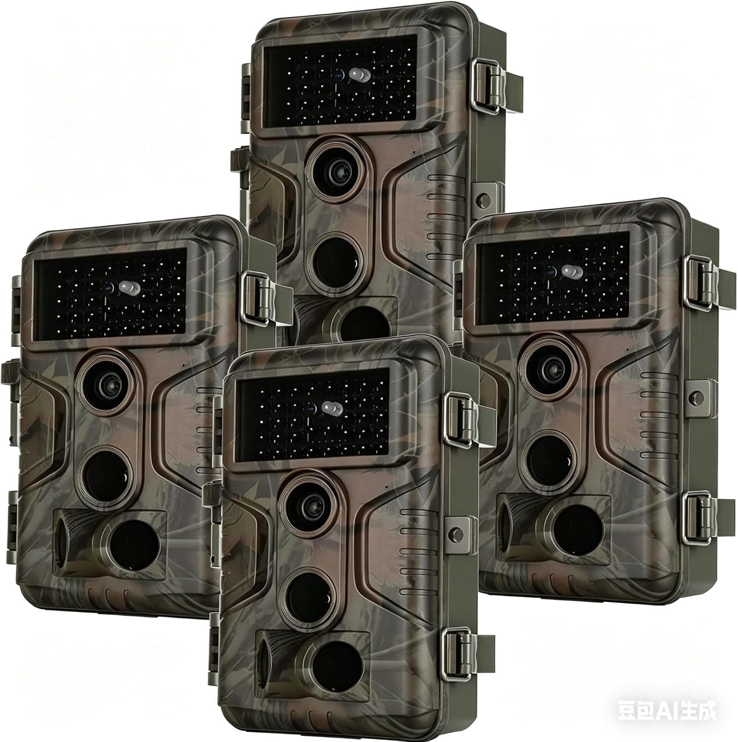 4-Pack Trail Camera Game Cam Hunting Cameras 48MP Photo 1296P H.264 Video with Sound Recording, 100ft Night Vision IP66 Waterproof & 120° Wide Angle, 0.1s Trigger Time for Outdoor Monitor