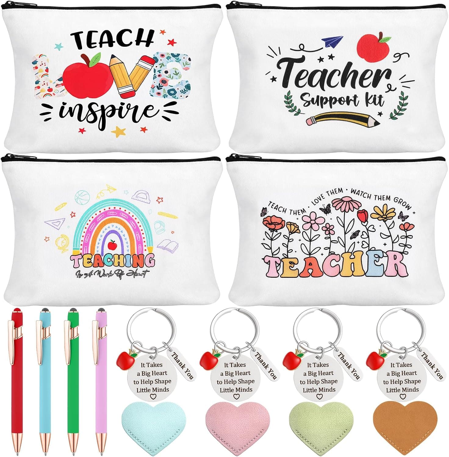 BESARME Teacher Appreciation Gifts Bulk, 16 Pcs Multi Color Large Bags, Pens, Keychains and Bookmarks for Teachers - for Teacher Appreciation Week Christmas Back to School and Retirement