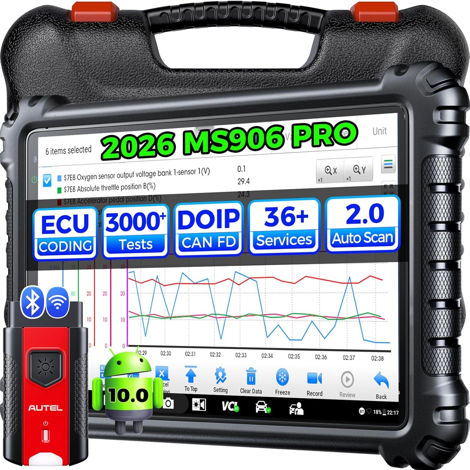 Autel MaxiSYS MS906 PRO Scanner: 2026 MS906PRO V2.0 Same as MS906MAX Up of MS906BT MP900BT MS908S, CAN FD DoIP, 36+ Resets, Bidirectional 3K+ Tests, Full Diagnostic, Auto Scan 2.0, FCA