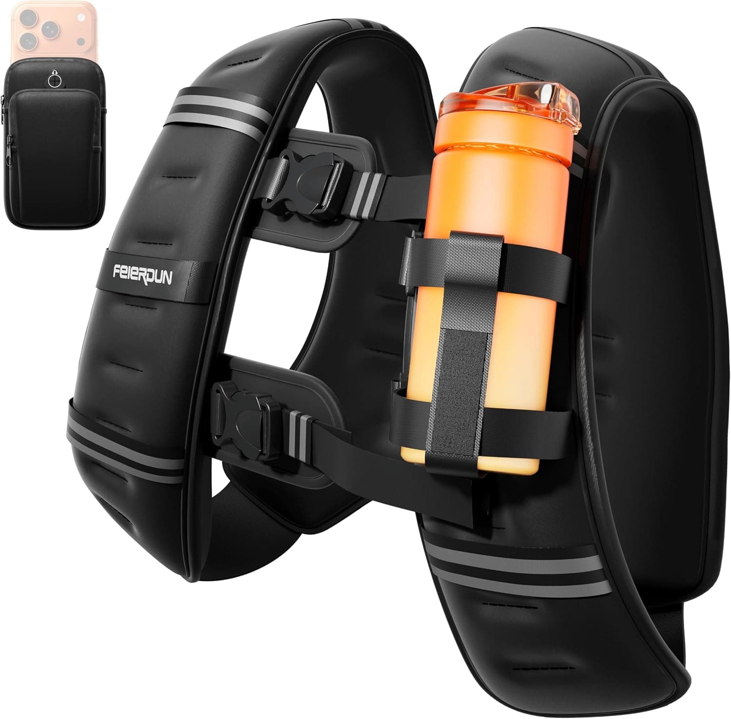 2026 FEIERDUN WV1 3-IN-1 Weighted Vest Kit with Phone Holder & Water Pocket, 8lb/12lb/20lb Chest-friendly Vest for Running, Walking, Workout, Fitness, Cardio, Training & Strength Building