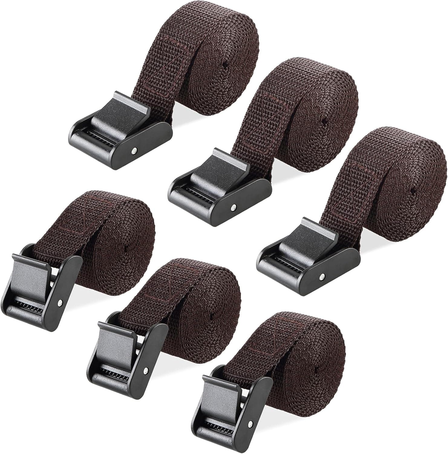 6 Pack Trail Camera Straps, 70.8" Long 1" Wide Wildlife Trail Cameras Mounting Strap, Nylon Fibre Straps for Hunting Camera, Backpacking, Sleeping Bag (Dark Brown)