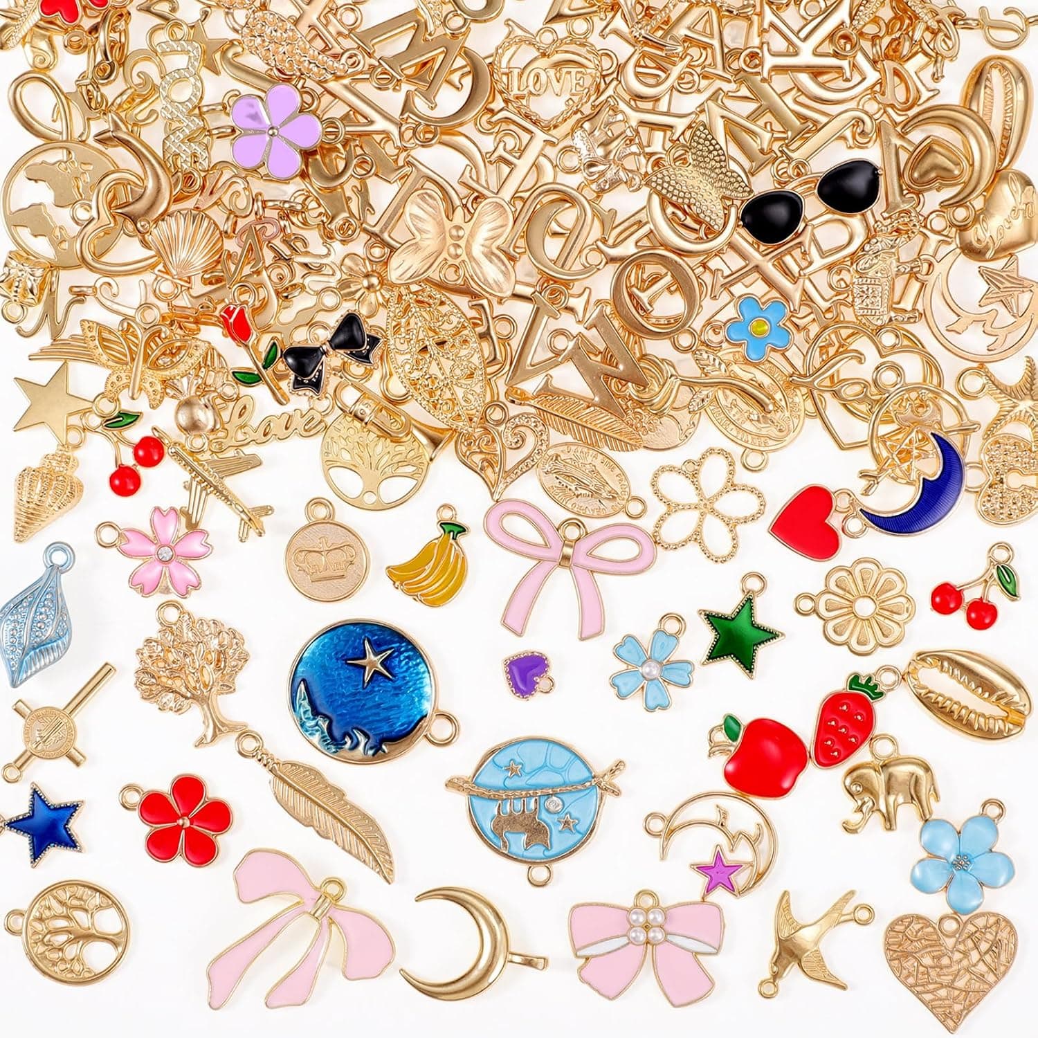 BESARME Charms for Jewelry Making 209Pcs Bulk Mixed Zinc Alloy Pendants - DIY Necklace Bracelet Earring Craft Supplies for Handmade Accessories Keychains Phone Decor Gifts