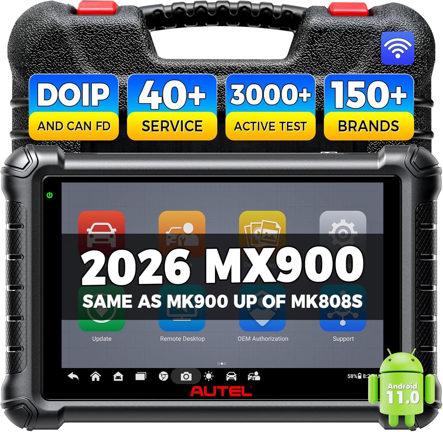 Autel MaxiCheck MX900 Scanner: 2026 Bidirectional Scan Tool Same as MaxiCom MK900BT MK900, CANFD& DoIP, 3K+ Active Tests 40+ Services Up of MX808S MK808S MK808BT, 8in All-System Diagnose, FCA 11OS