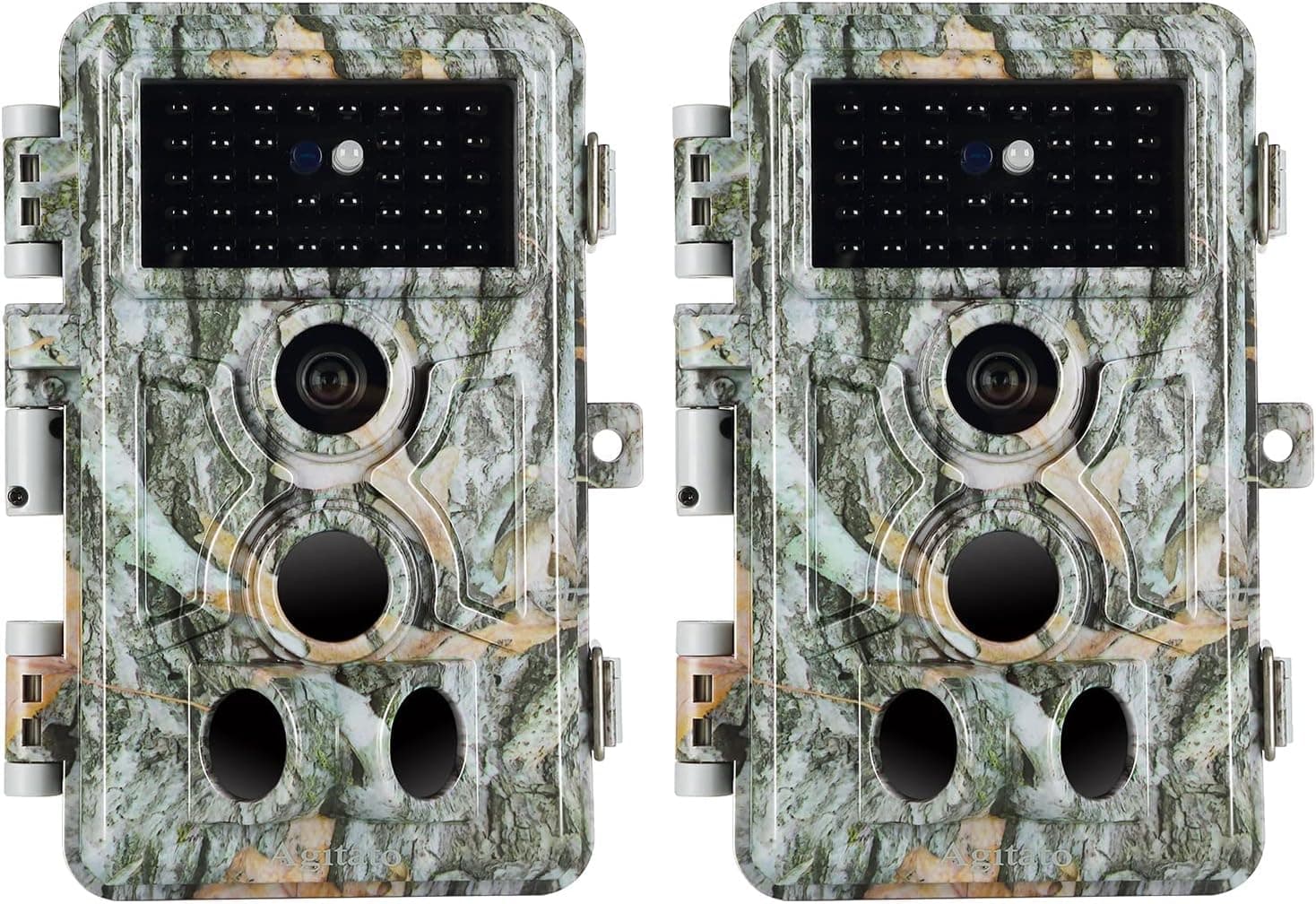 2-Pack Trail Camera 64MP 1296P H.264 MP4 Video No Glow 90ft Night Vision 0.1S Trigger Speed Motion Activated Waterproof IP66 Game Cam for Wildlife Hunting or Home Surveillance