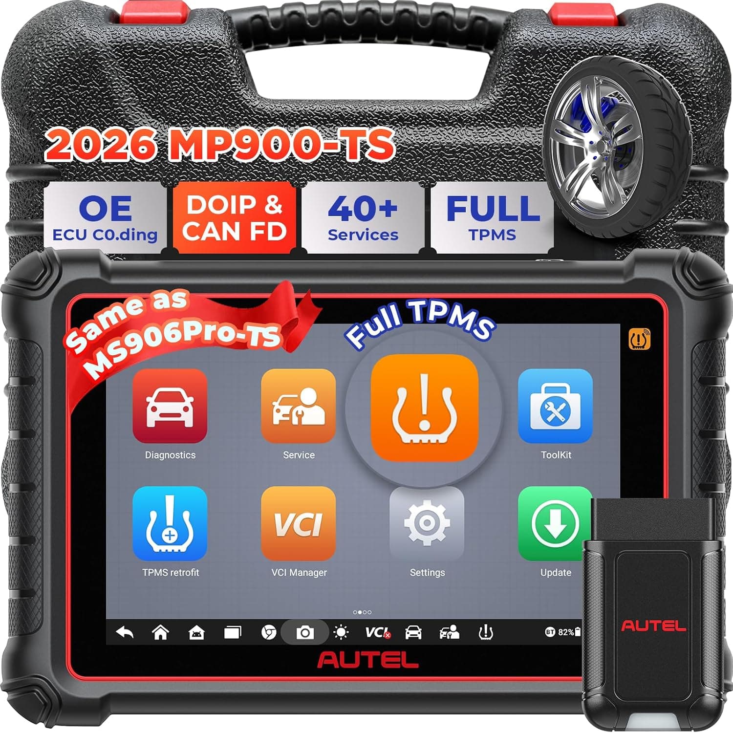 Autel MaxiPRO MP900-TS Scanner: 2026 Level-up of MP808S-TS, MP808BT Pro, MS906TS w/DoIP CAN-FD, 40+ Services, OE ECU C0ding, TPMS Pr0gramming Relearn, Bi-Directional Test, All System Scan, FCA SGW