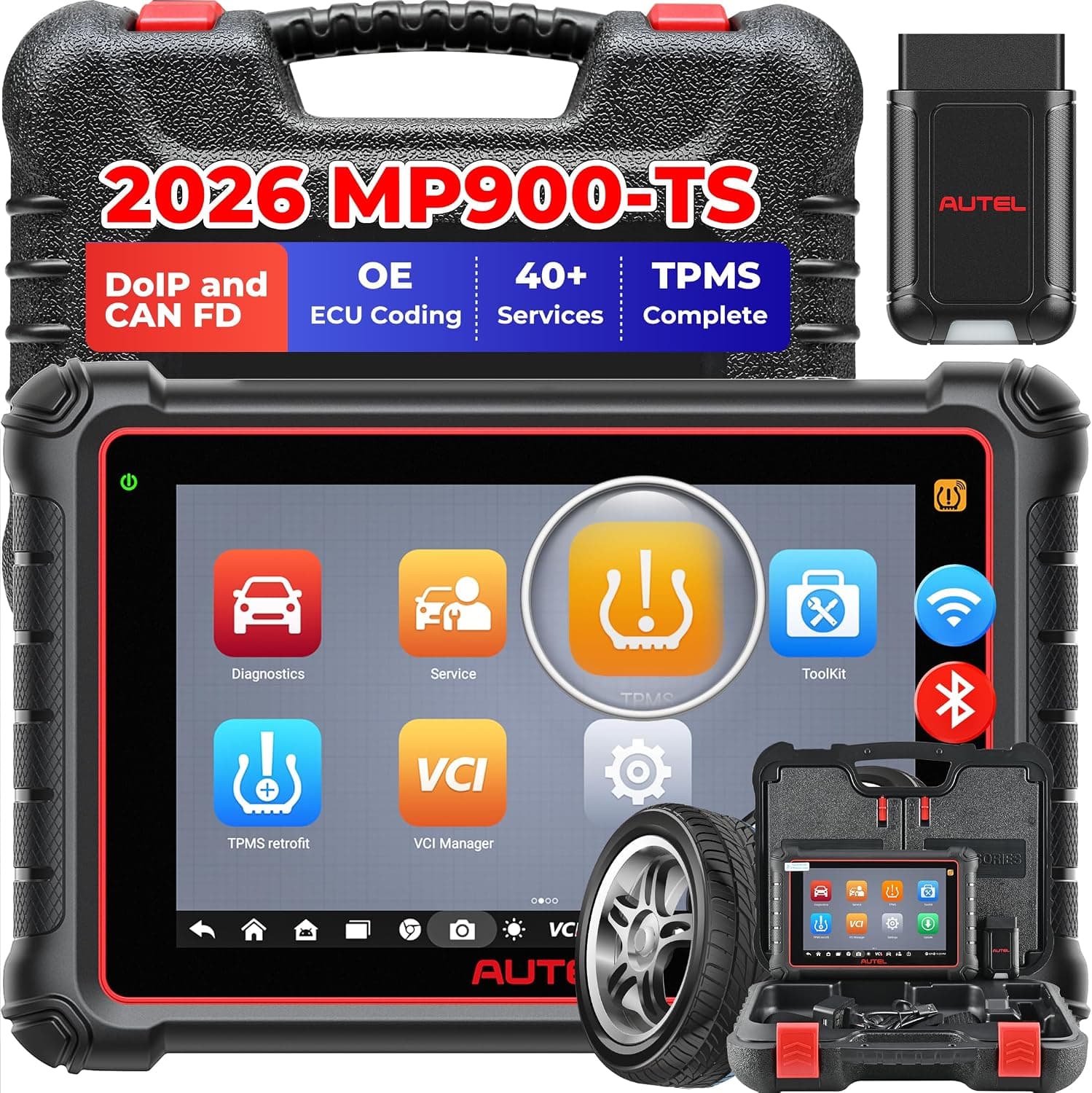 Autel MaxiPRO MP900TS Scanner: 2026 MP900-TS Same as MS906 Pro-TS, Top TPMS Up of MaxiSYS MS906 PRO MS906TS MP900-BT MK900-TS, Bidirectional Scan Tool, 40+ Resets, Full Diagnostic, CAN FD&DOIP